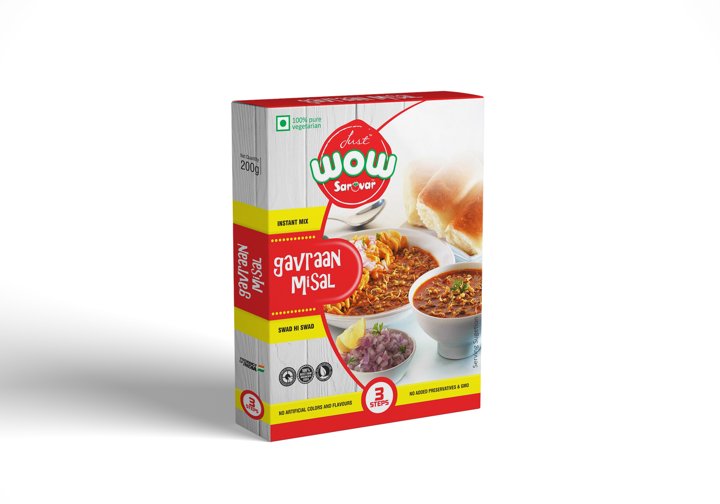 Just Sarovar Gavraan Misal Instant Mix, 100g, Pure Vegetarian, No Artificial Colors-200 Gm