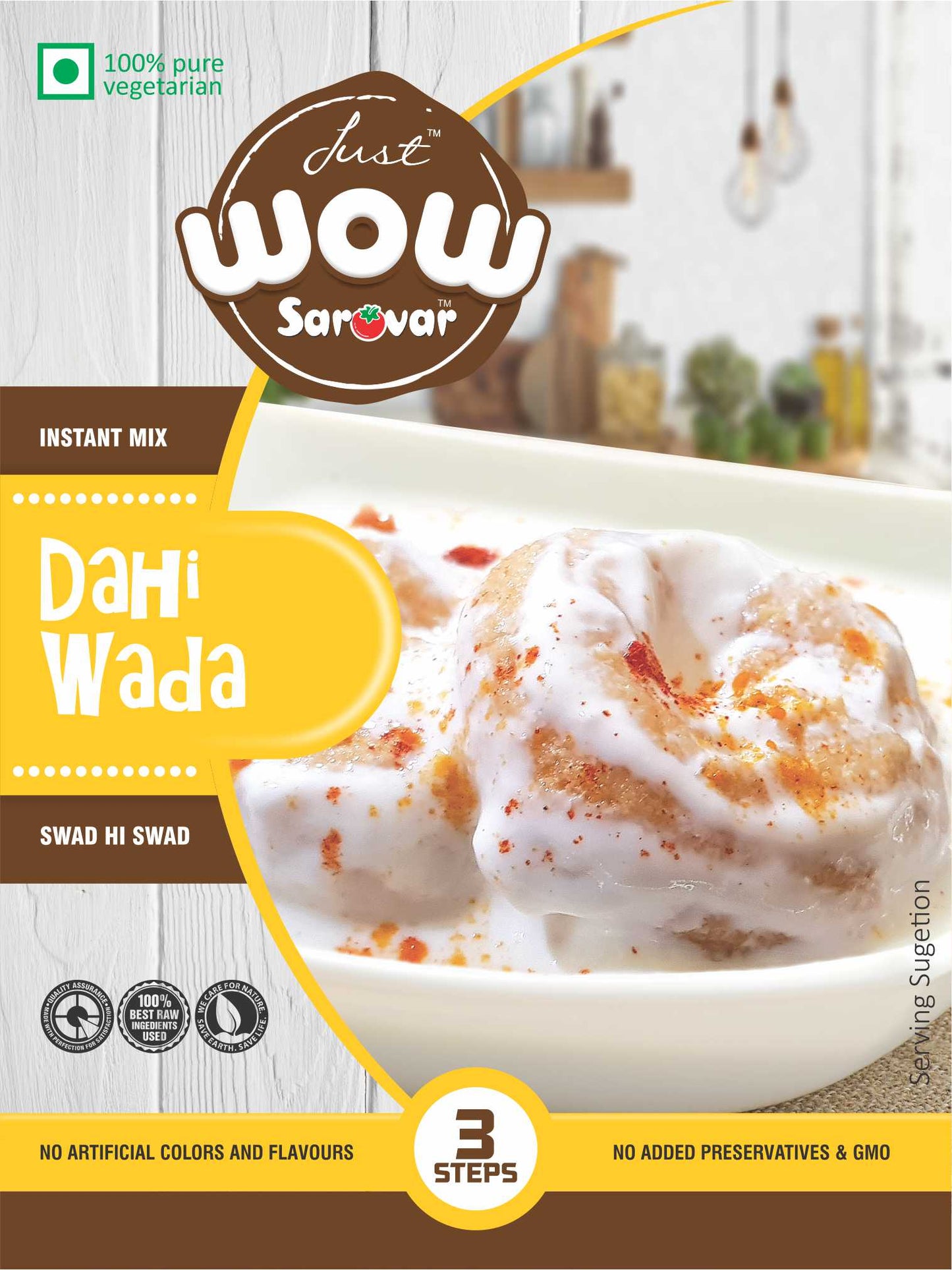 Just Sarovar Dahi Wada Instant Mix, 100% Pure Vegetarian, 3-Step Preparation, No Artificial Colours (200 GM)