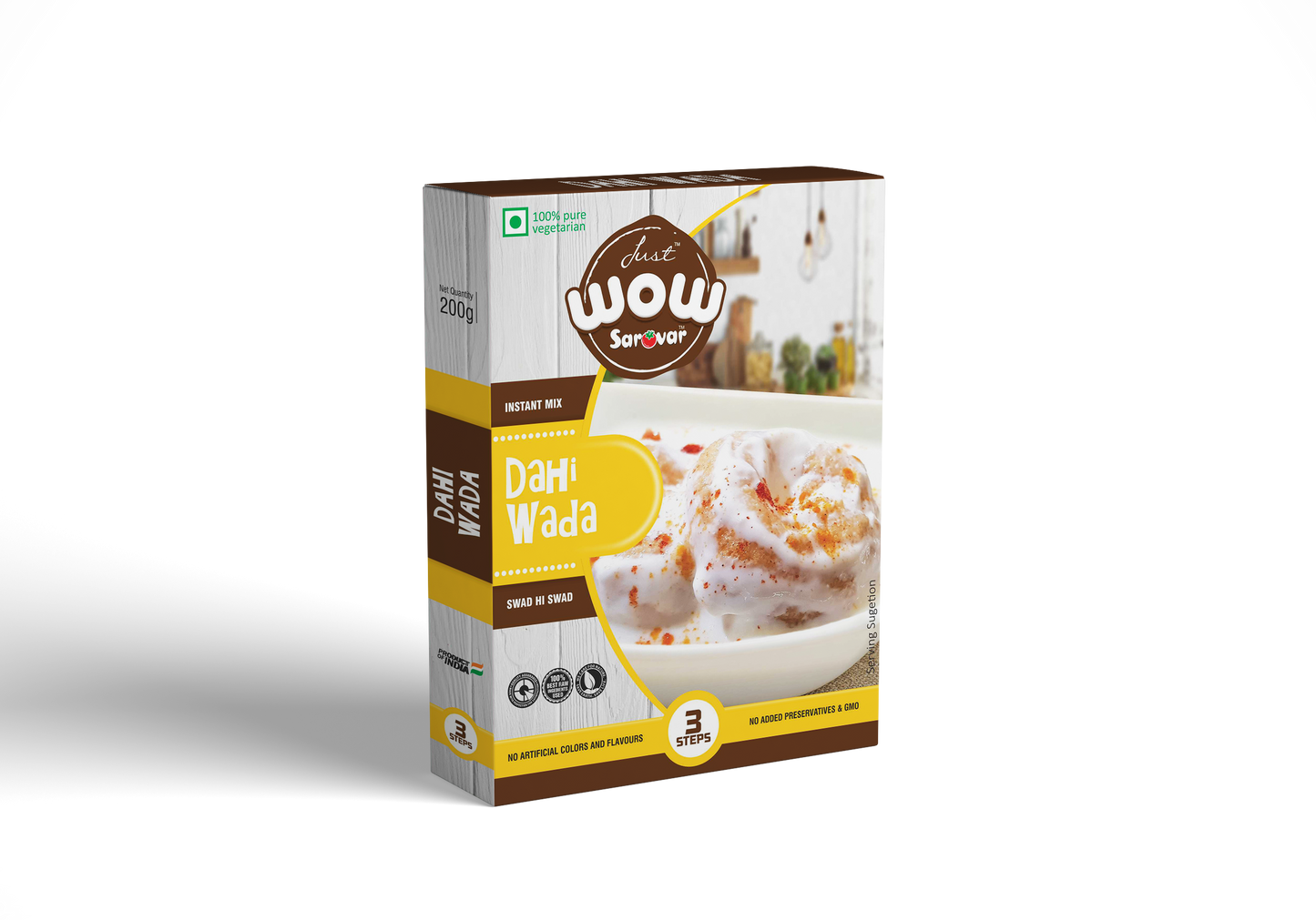 Just Sarovar Dahi Wada Instant Mix, 100% Pure Vegetarian, 3-Step Preparation, No Artificial Colours (200 GM)