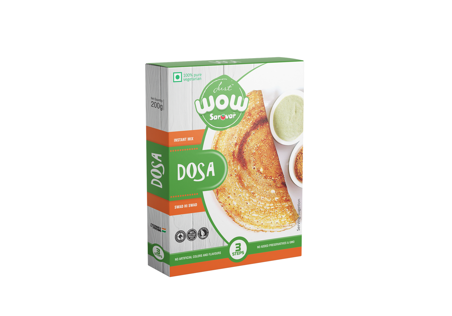 Just Sarovar Instant Dosa Mix, 200g, 100% Vegetarian, 3 Step Preparation