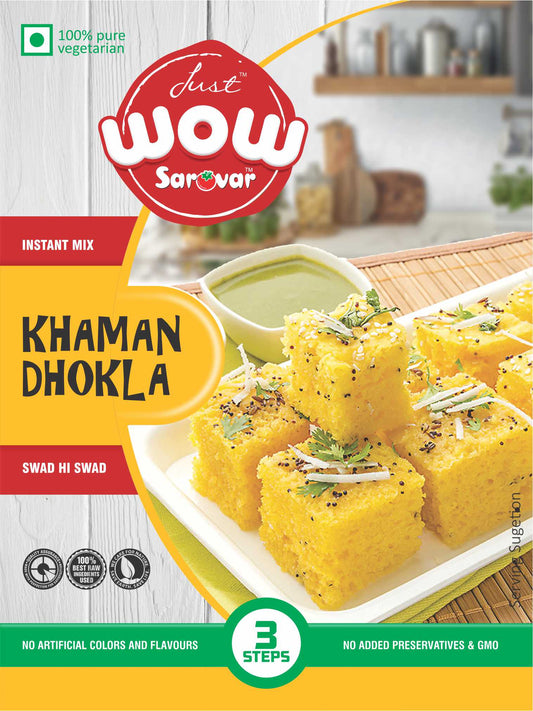 Just Sarovar Khaman Dhokla Instant Mix, 100% Vegetarian, 200g, 3-Step Preparation