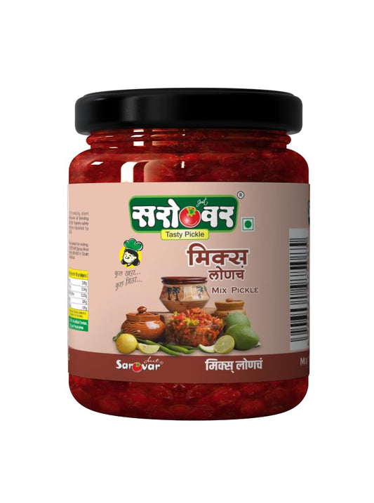 Just Sarovar Mix Pickle, Traditional Indian Mixed Vegetable Pickle (500 gm)