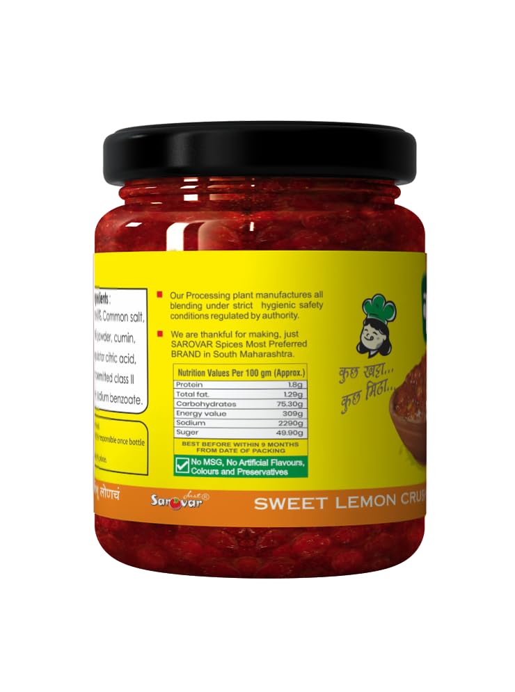 Just Sarovar Sweet Lemon Crush Pickle, No Artificial Flavours