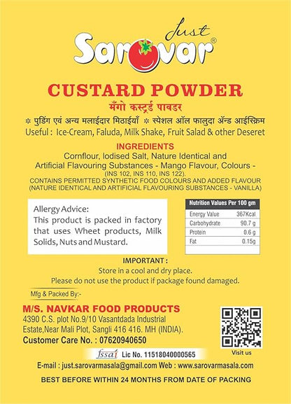 Just Sarovar Mango Flavoured Custard Powder, Product of India