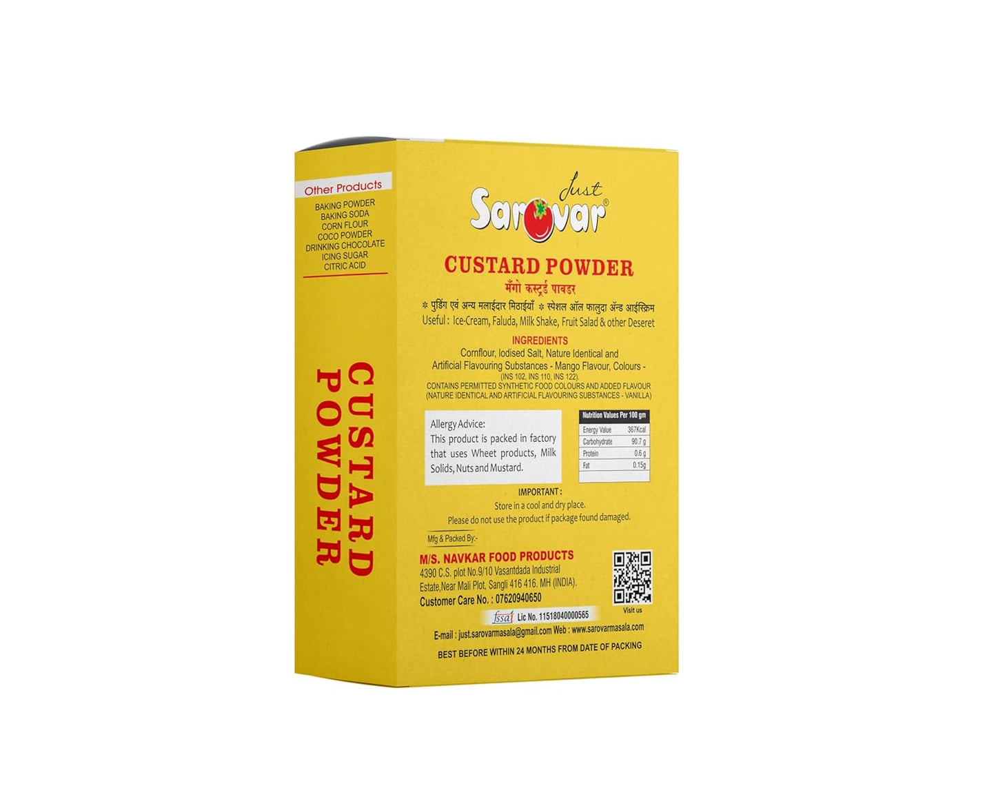 Just Sarovar Mango Flavoured Custard Powder, Product of India