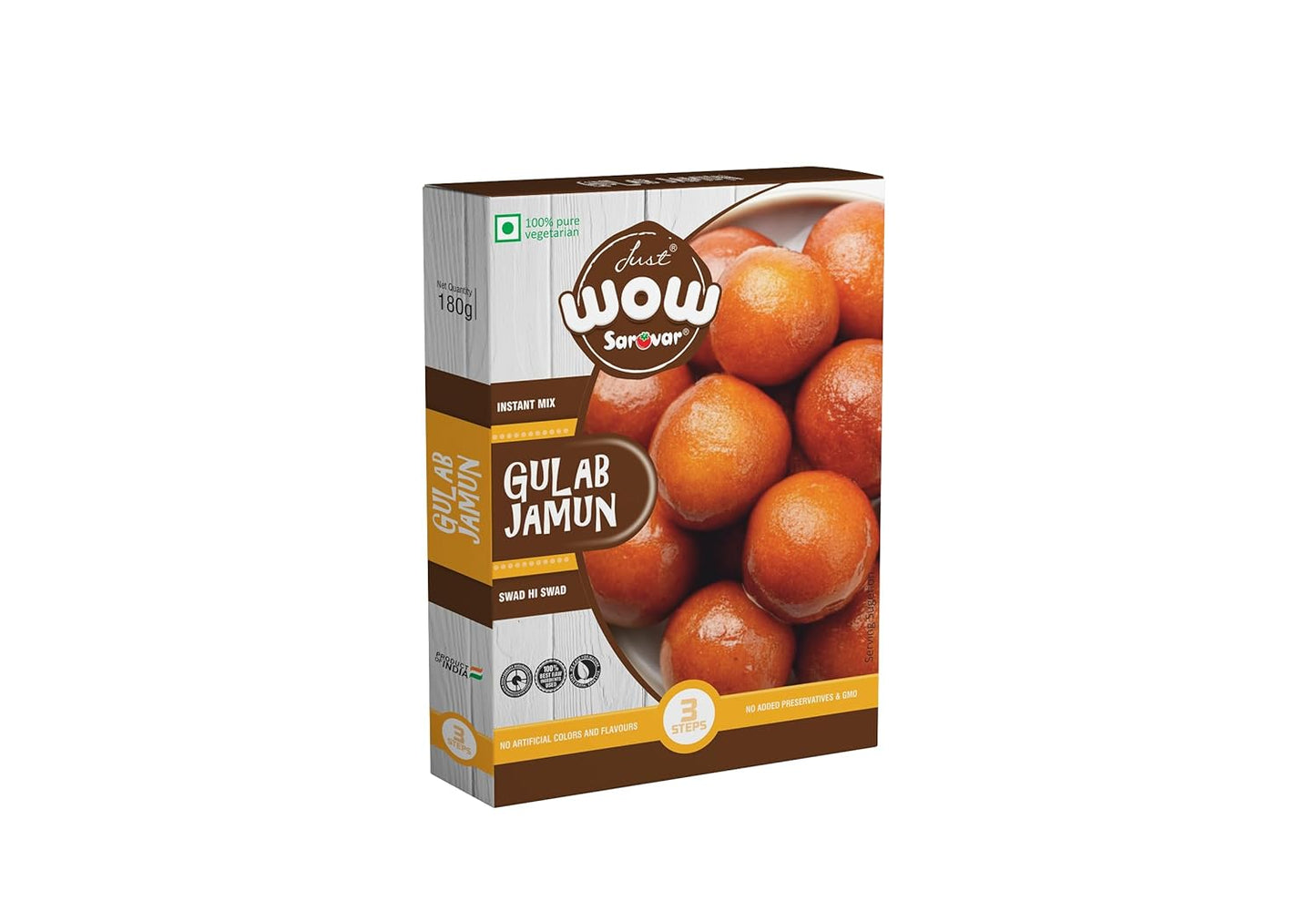 Just Sarovar Gulab Jamun Instant Mix, 180g, Pure Vegetarian, No Artificial Colours Pack Of 6